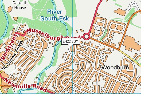 EH22 2DY map - OS VectorMap District (Ordnance Survey)