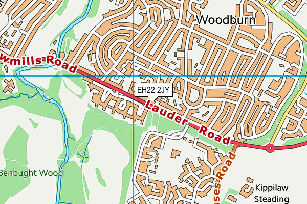 EH22 2JY map - OS VectorMap District (Ordnance Survey)