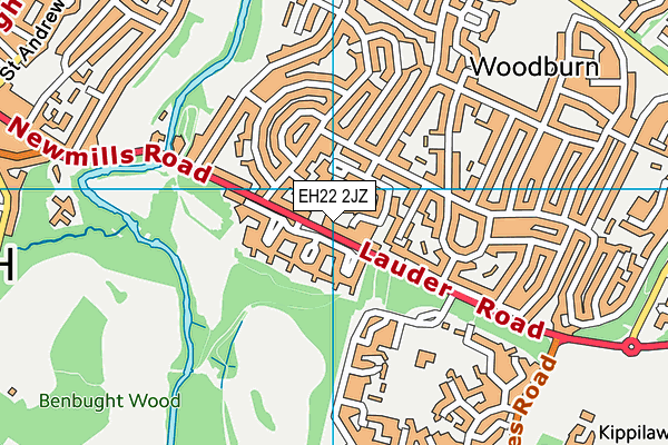 EH22 2JZ map - OS VectorMap District (Ordnance Survey)