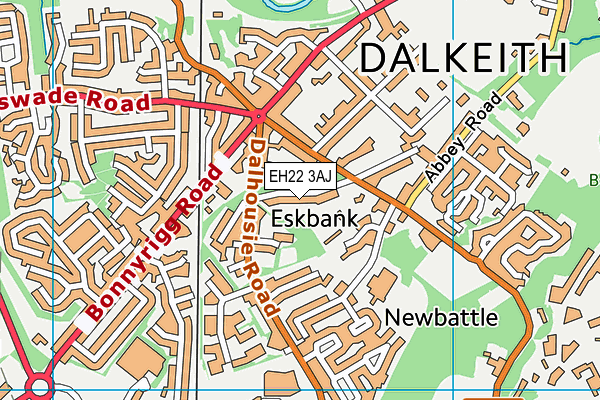 EH22 3AJ map - OS VectorMap District (Ordnance Survey)