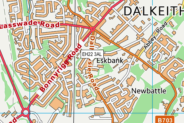 EH22 3AL map - OS VectorMap District (Ordnance Survey)