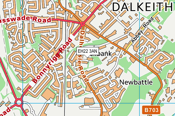 EH22 3AN map - OS VectorMap District (Ordnance Survey)