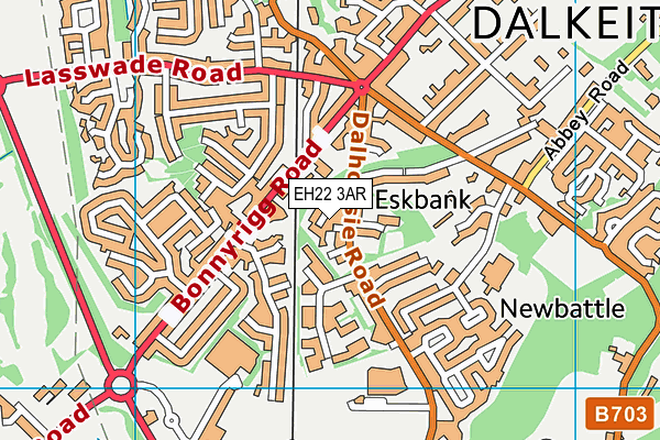 EH22 3AR map - OS VectorMap District (Ordnance Survey)