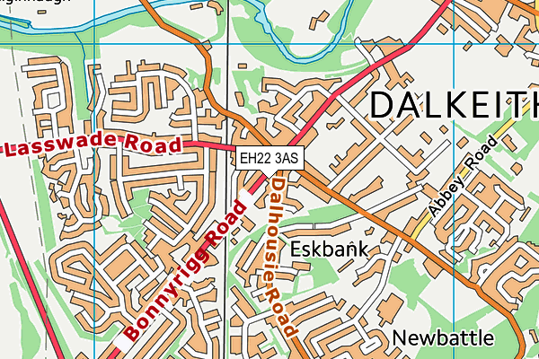 EH22 3AS map - OS VectorMap District (Ordnance Survey)