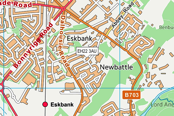 EH22 3AU map - OS VectorMap District (Ordnance Survey)