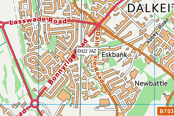 EH22 3AZ map - OS VectorMap District (Ordnance Survey)