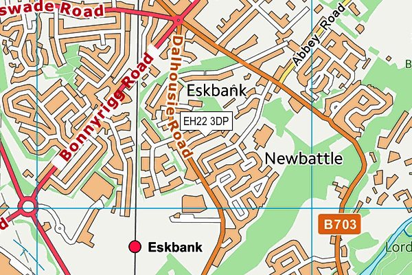 EH22 3DP map - OS VectorMap District (Ordnance Survey)