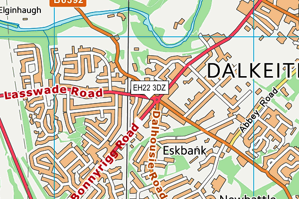 EH22 3DZ map - OS VectorMap District (Ordnance Survey)