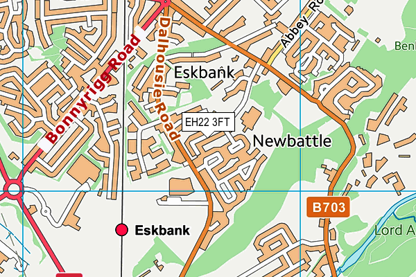 EH22 3FT map - OS VectorMap District (Ordnance Survey)