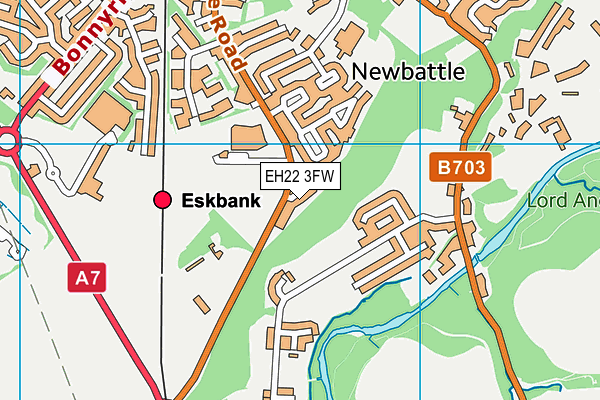 EH22 3FW map - OS VectorMap District (Ordnance Survey)