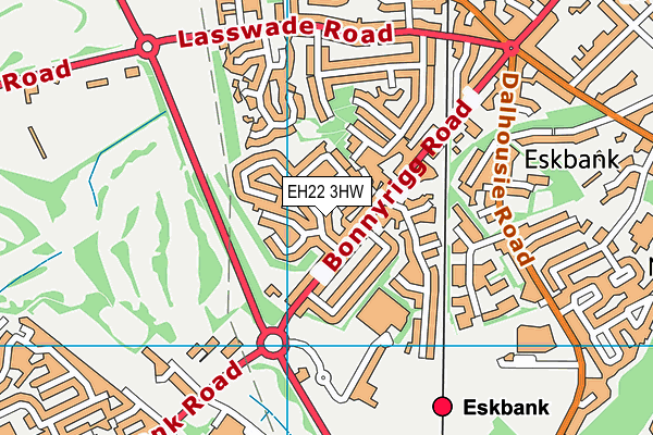 EH22 3HW map - OS VectorMap District (Ordnance Survey)