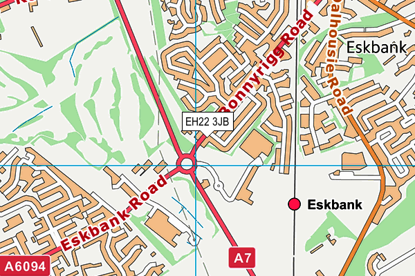 EH22 3JB map - OS VectorMap District (Ordnance Survey)