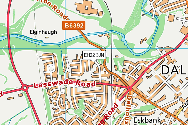 EH22 3JN map - OS VectorMap District (Ordnance Survey)