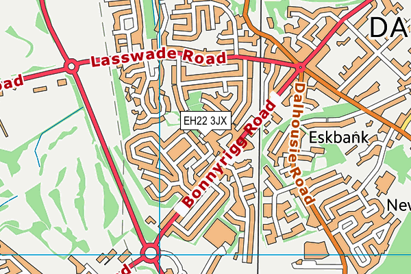 EH22 3JX map - OS VectorMap District (Ordnance Survey)