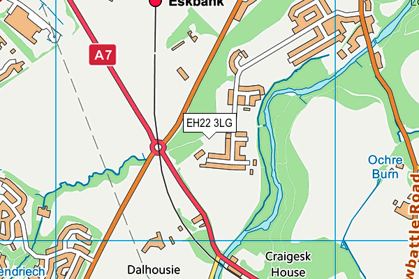 EH22 3LG map - OS VectorMap District (Ordnance Survey)