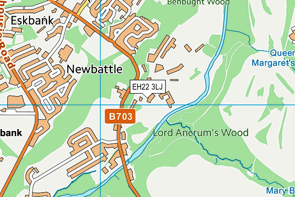 EH22 3LJ map - OS VectorMap District (Ordnance Survey)