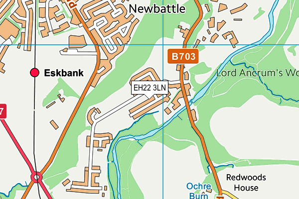 EH22 3LN map - OS VectorMap District (Ordnance Survey)