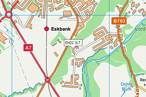 EH22 3LT map - OS VectorMap District (Ordnance Survey)