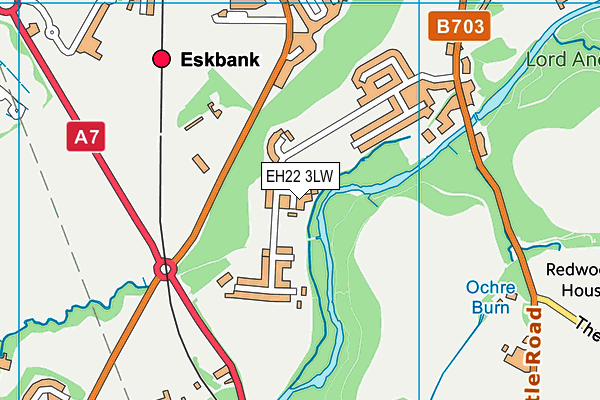 EH22 3LW map - OS VectorMap District (Ordnance Survey)