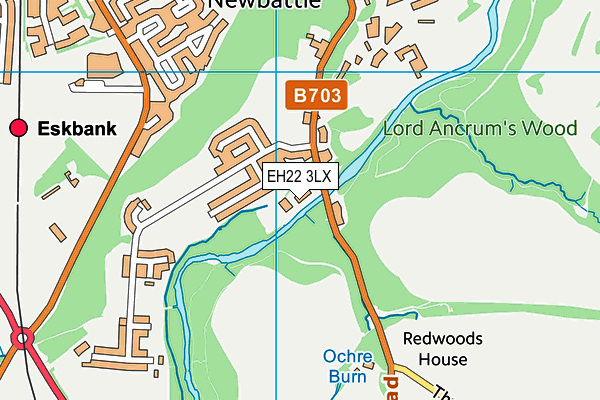 EH22 3LX map - OS VectorMap District (Ordnance Survey)