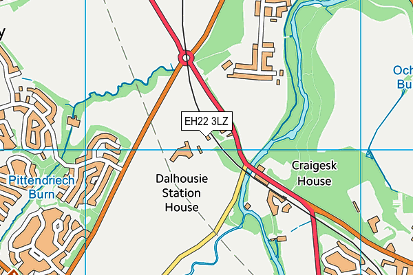 EH22 3LZ map - OS VectorMap District (Ordnance Survey)