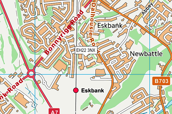 EH22 3NX map - OS VectorMap District (Ordnance Survey)