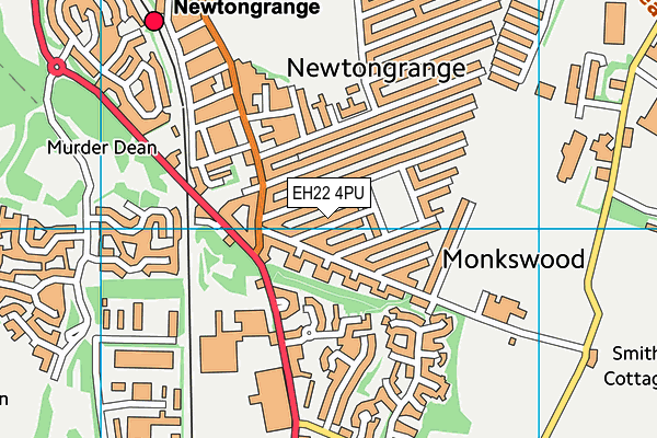 EH22 4PU map - OS VectorMap District (Ordnance Survey)