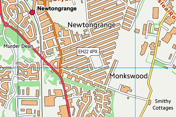 EH22 4PX map - OS VectorMap District (Ordnance Survey)