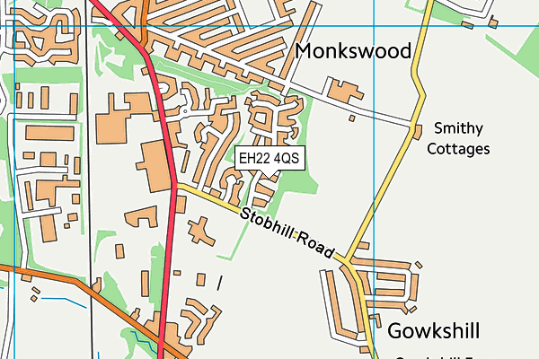 EH22 4QS map - OS VectorMap District (Ordnance Survey)