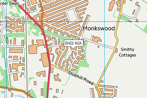 EH22 4QX map - OS VectorMap District (Ordnance Survey)