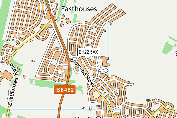 EH22 5AX map - OS VectorMap District (Ordnance Survey)