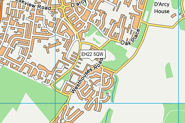 EH22 5QW map - OS VectorMap District (Ordnance Survey)