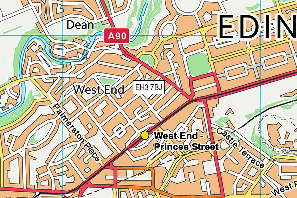 EH3 7BJ map - OS VectorMap District (Ordnance Survey)