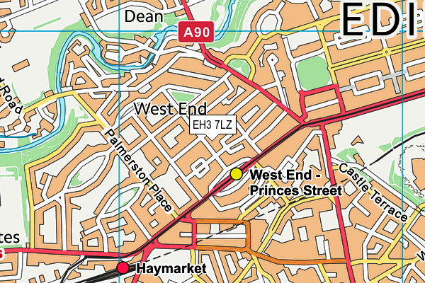 EH3 7LZ map - OS VectorMap District (Ordnance Survey)