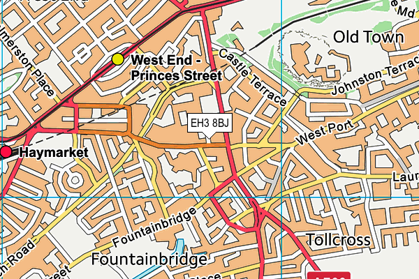 EH3 8BJ map - OS VectorMap District (Ordnance Survey)