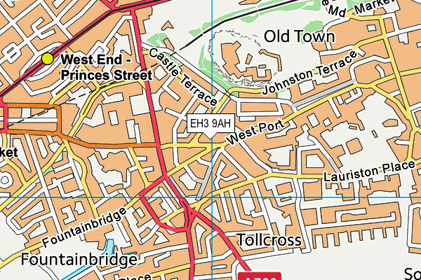 EH3 9AH map - OS VectorMap District (Ordnance Survey)