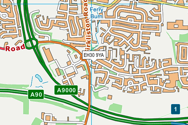 EH30 9YA map - OS VectorMap District (Ordnance Survey)