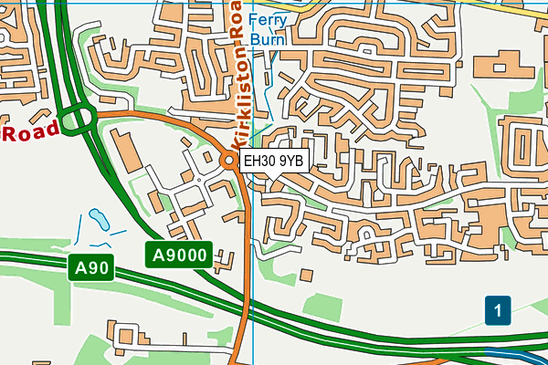 EH30 9YB map - OS VectorMap District (Ordnance Survey)