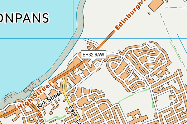 EH32 9AW map - OS VectorMap District (Ordnance Survey)