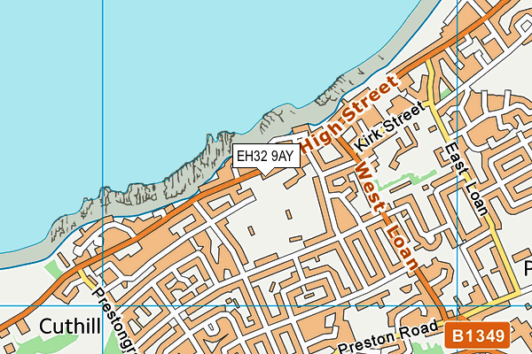 EH32 9AY map - OS VectorMap District (Ordnance Survey)