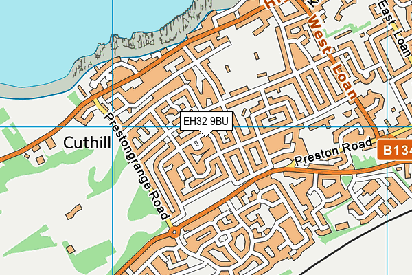 EH32 9BU map - OS VectorMap District (Ordnance Survey)