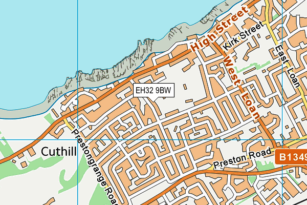 EH32 9BW map - OS VectorMap District (Ordnance Survey)