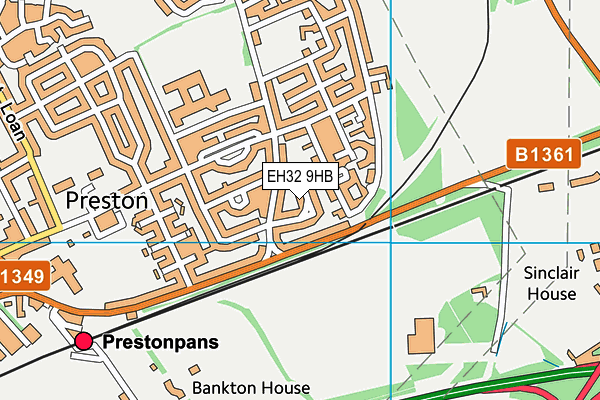 EH32 9HB map - OS VectorMap District (Ordnance Survey)