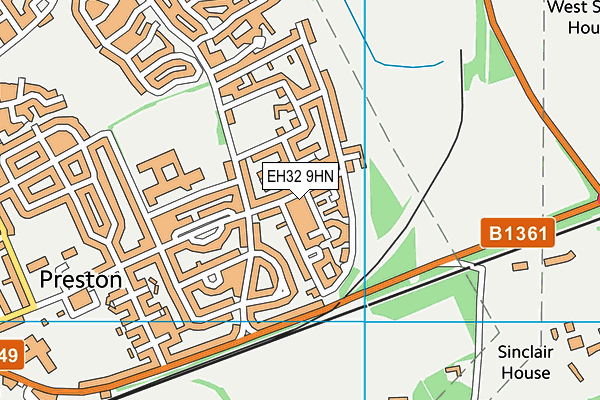 EH32 9HN map - OS VectorMap District (Ordnance Survey)