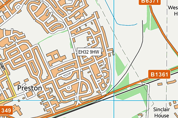 EH32 9HW map - OS VectorMap District (Ordnance Survey)