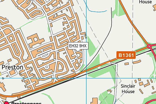 EH32 9HX map - OS VectorMap District (Ordnance Survey)