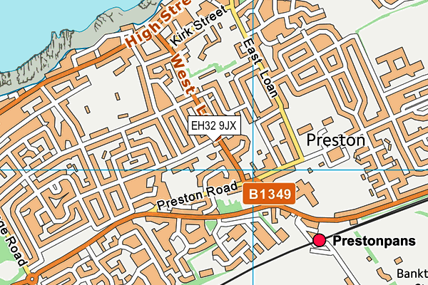 EH32 9JX map - OS VectorMap District (Ordnance Survey)