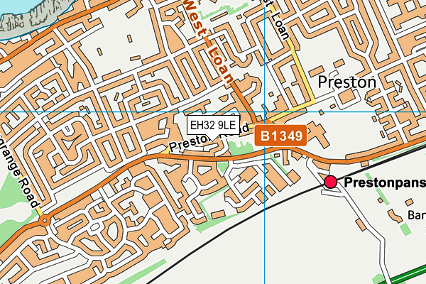 EH32 9LE map - OS VectorMap District (Ordnance Survey)