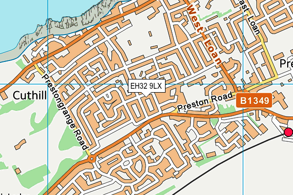 EH32 9LX map - OS VectorMap District (Ordnance Survey)