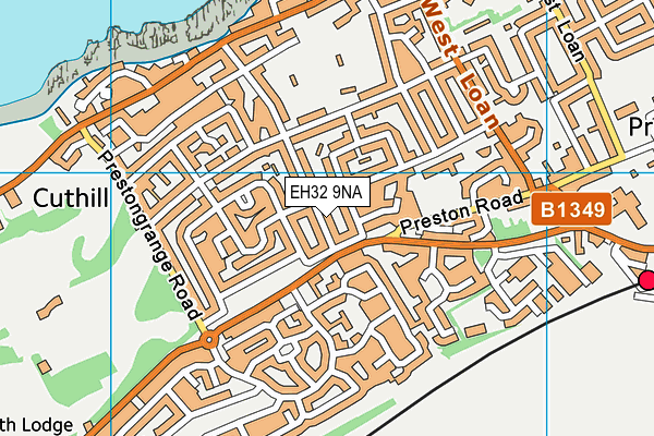 EH32 9NA map - OS VectorMap District (Ordnance Survey)